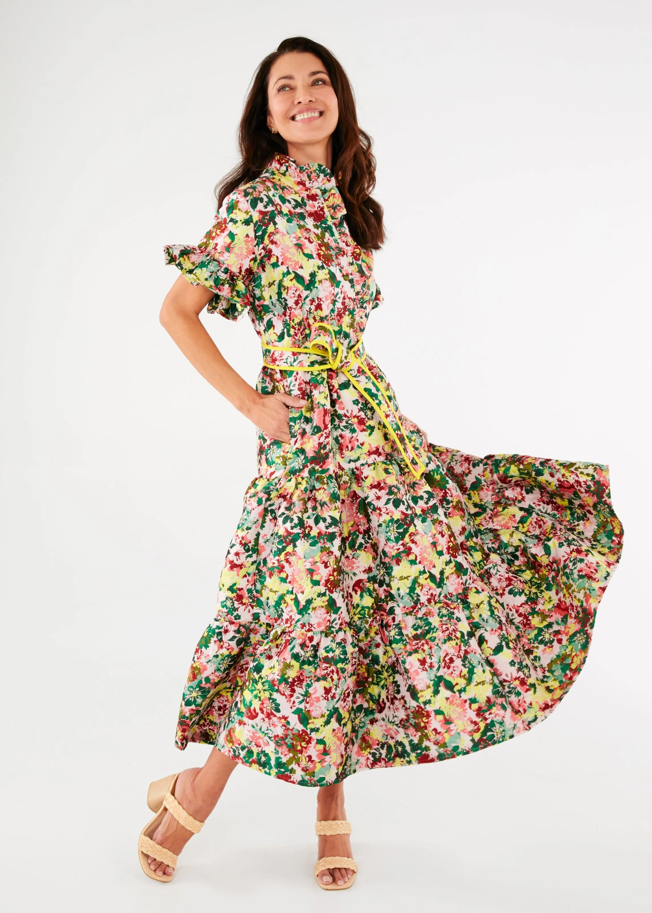 Sadie Maxi Dress Red Multi Abstract Floral Jacquard sold by Modatrova product image thumbnail 3