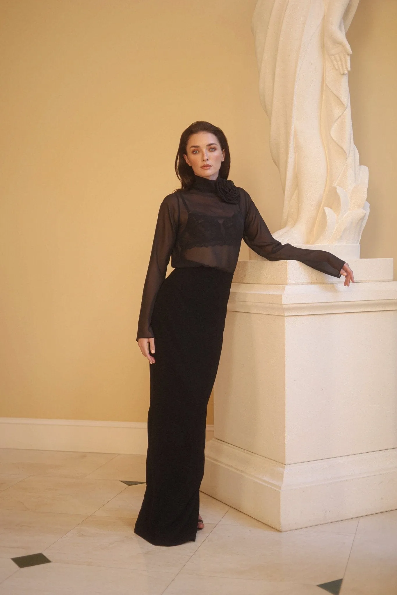 Marina High Neck Flower Chiffon Blouse sold by Modatrova product image thumbnail 3