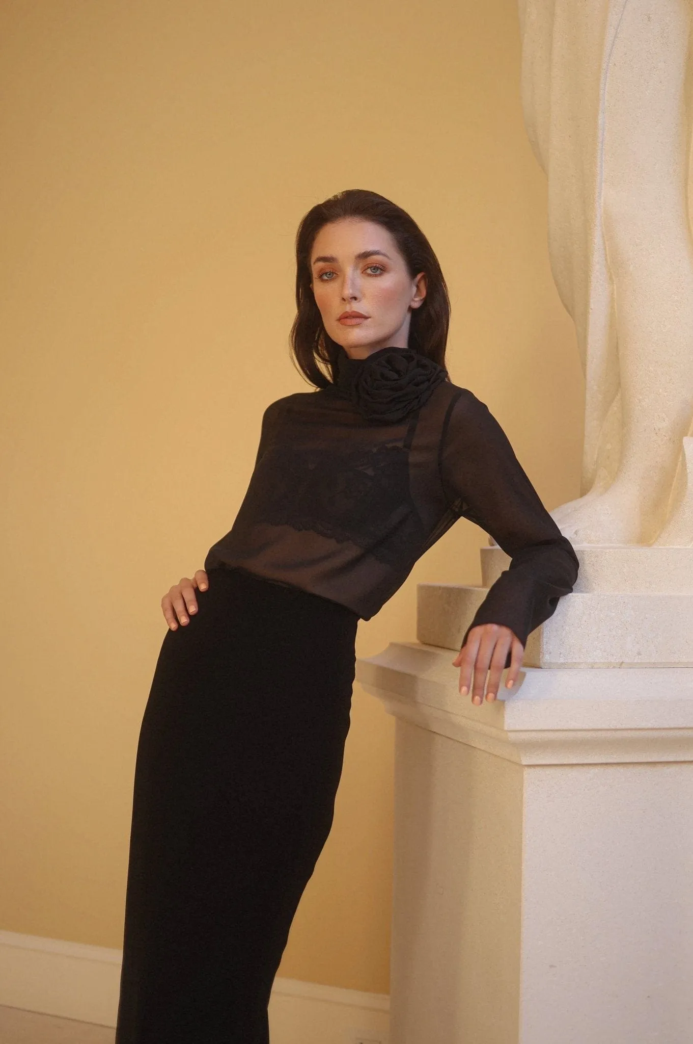 Marina High Neck Flower Chiffon Blouse sold by Modatrova