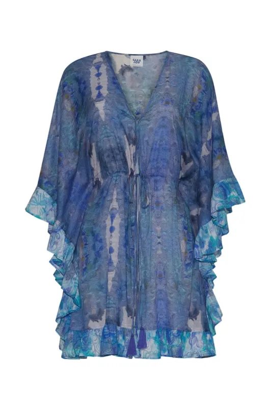 Ocean Glimmer Ruffle Caftan sold by Modatrova