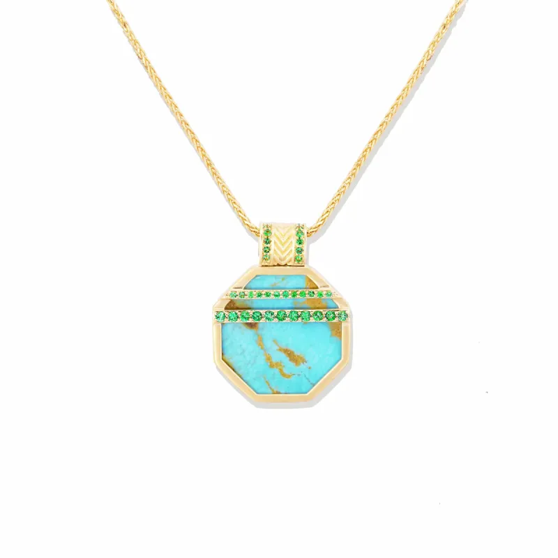 Spark Octagon Pendant Necklace - Turquoise & Emerald sold by Modatrova