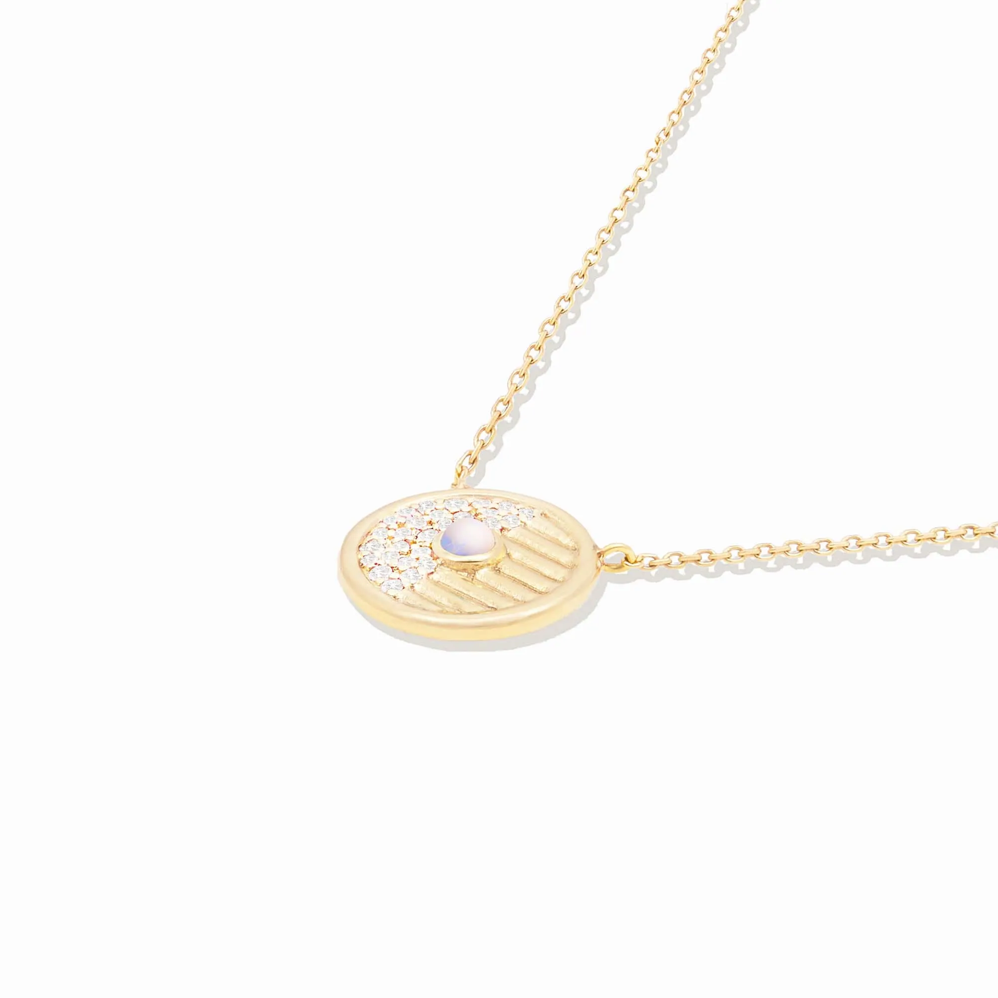 Found Small Disk Pendant Necklace - White Diamond & Moonstone sold by Modatrova product image thumbnail 2