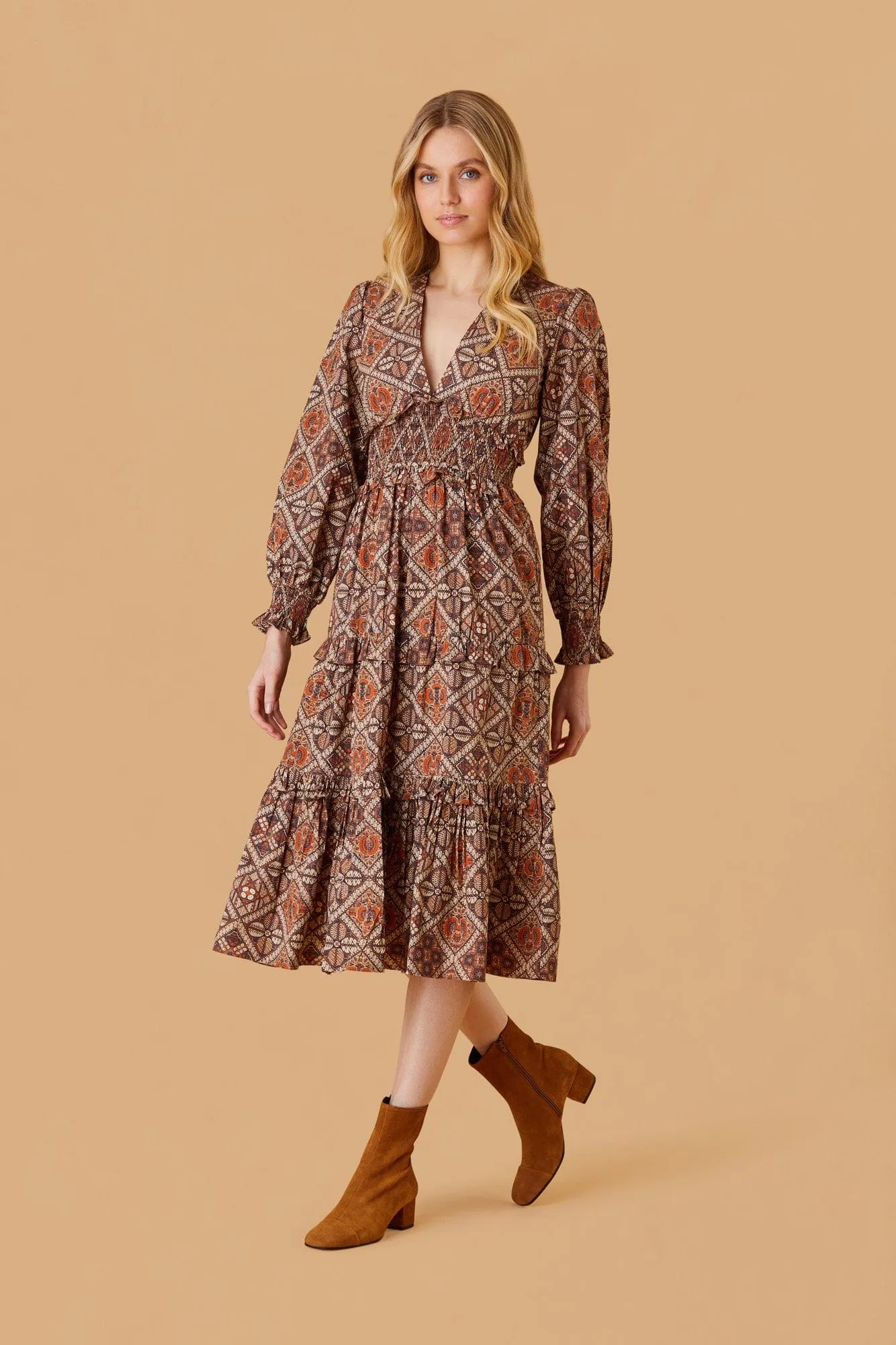 Sloan Dress - Chai Medallion sold by Modatrova product image thumbnail 3