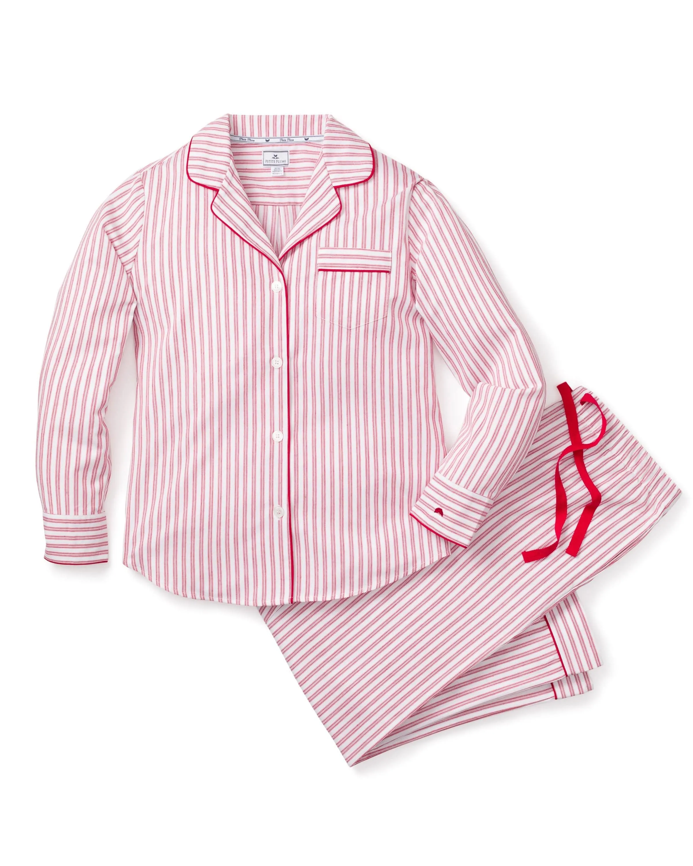 Women's Twill Pajama Set in Antique Red Ticking sold by Modatrova product image thumbnail 3