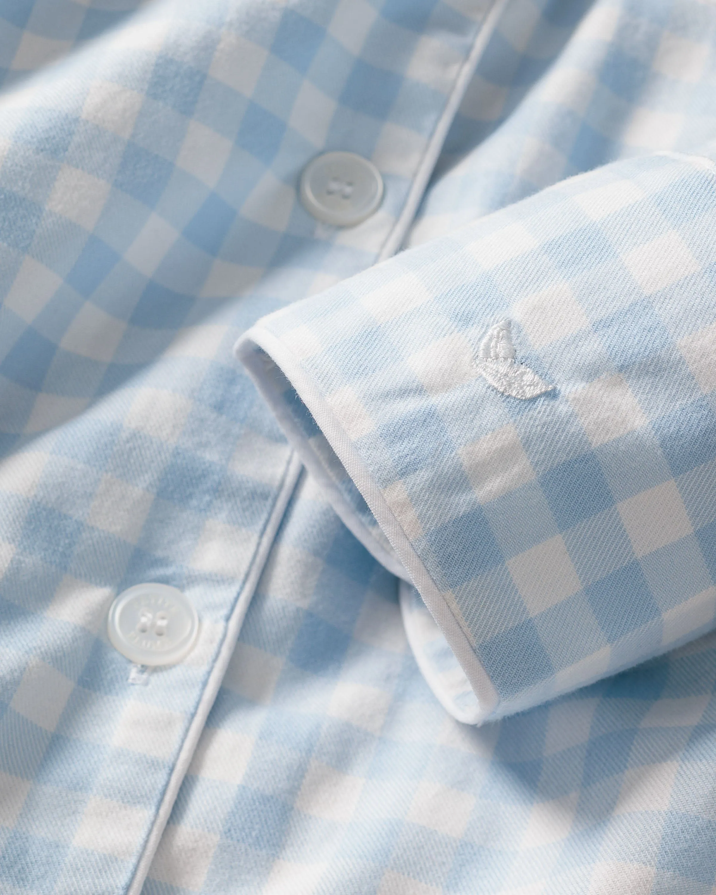 Women's Twill Pajama Set in Light Blue Gingham sold by Modatrova product image thumbnail 4