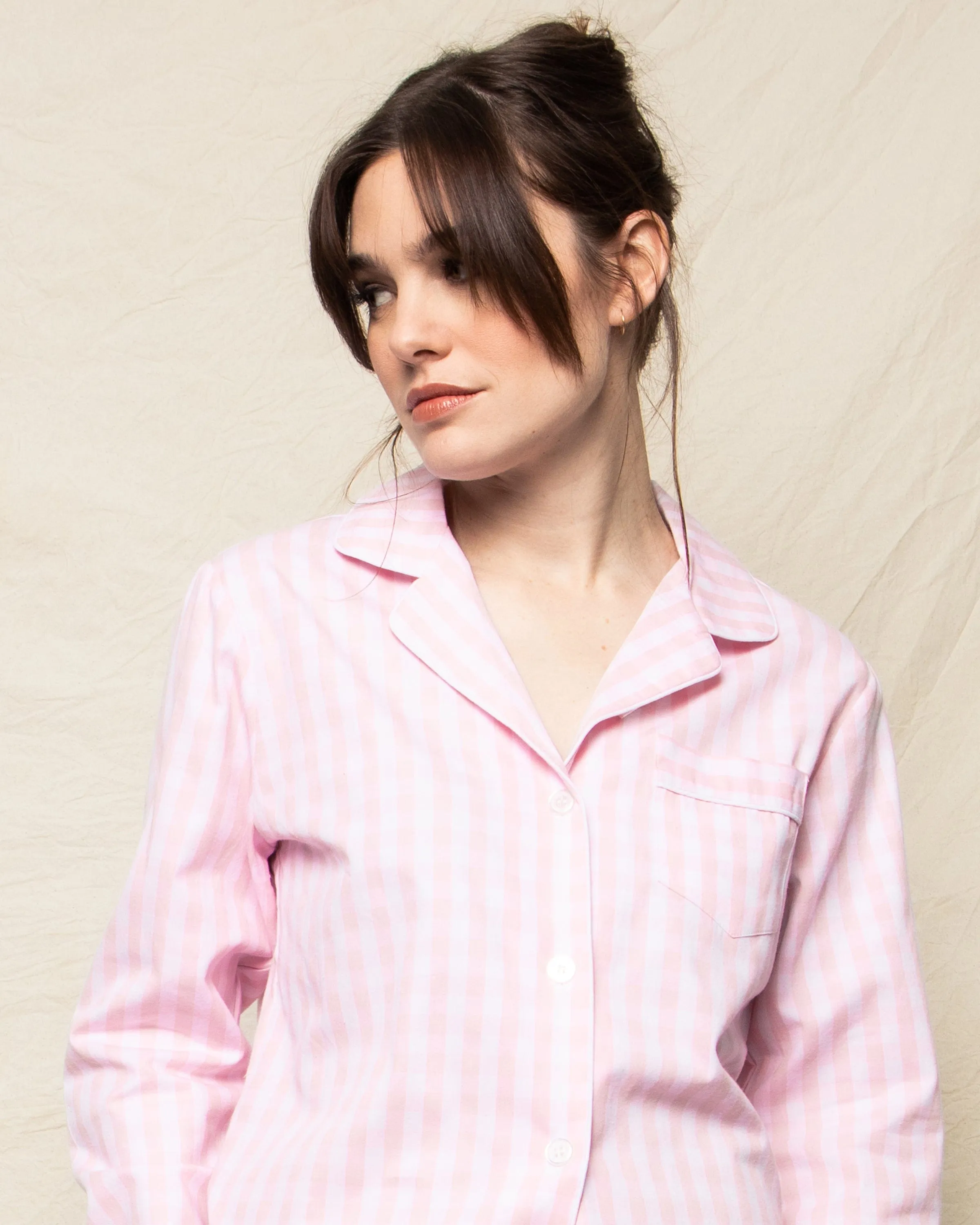 Women's Twill Pajama Set in Pink Gingham sold by Modatrova product image thumbnail 2
