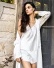 Women's Silk Long Robe in White sold by Modatrova