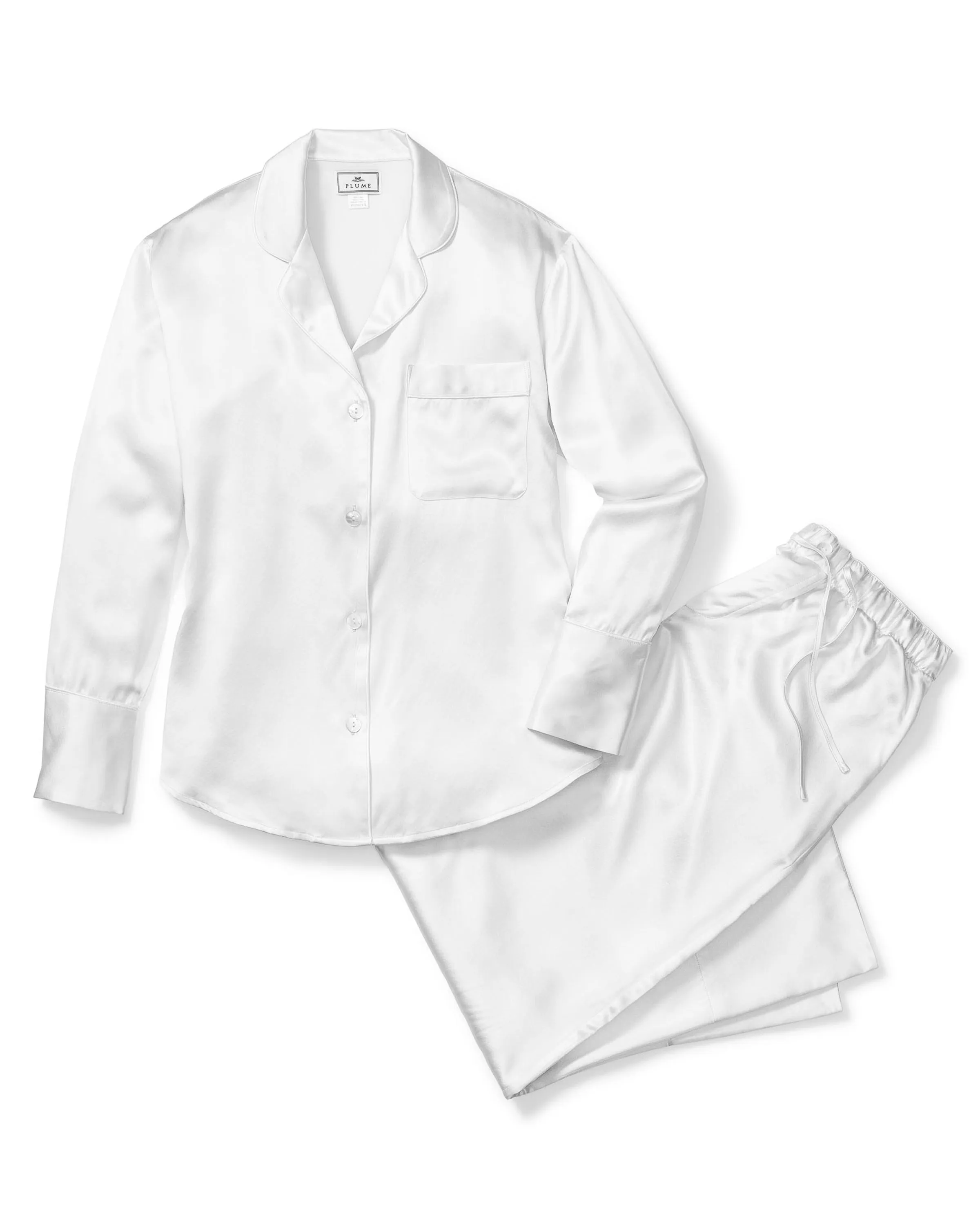 Women's Silk Pajama Set in White sold by Modatrova product image thumbnail 2