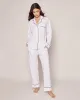 Women's Pima Pajama Set in White with Navy Piping sold by Modatrova