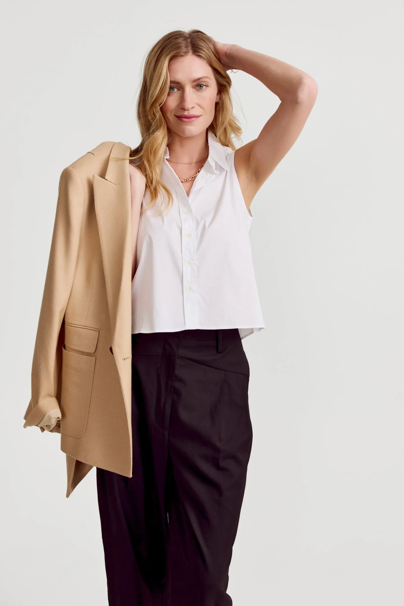 The Boxy Cropped Sleeveless Shirt sold by Modatrova