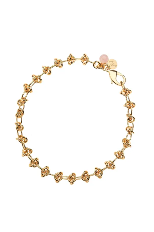 In a Knot Chain with Rose Quartz Bead sold by Modatrova