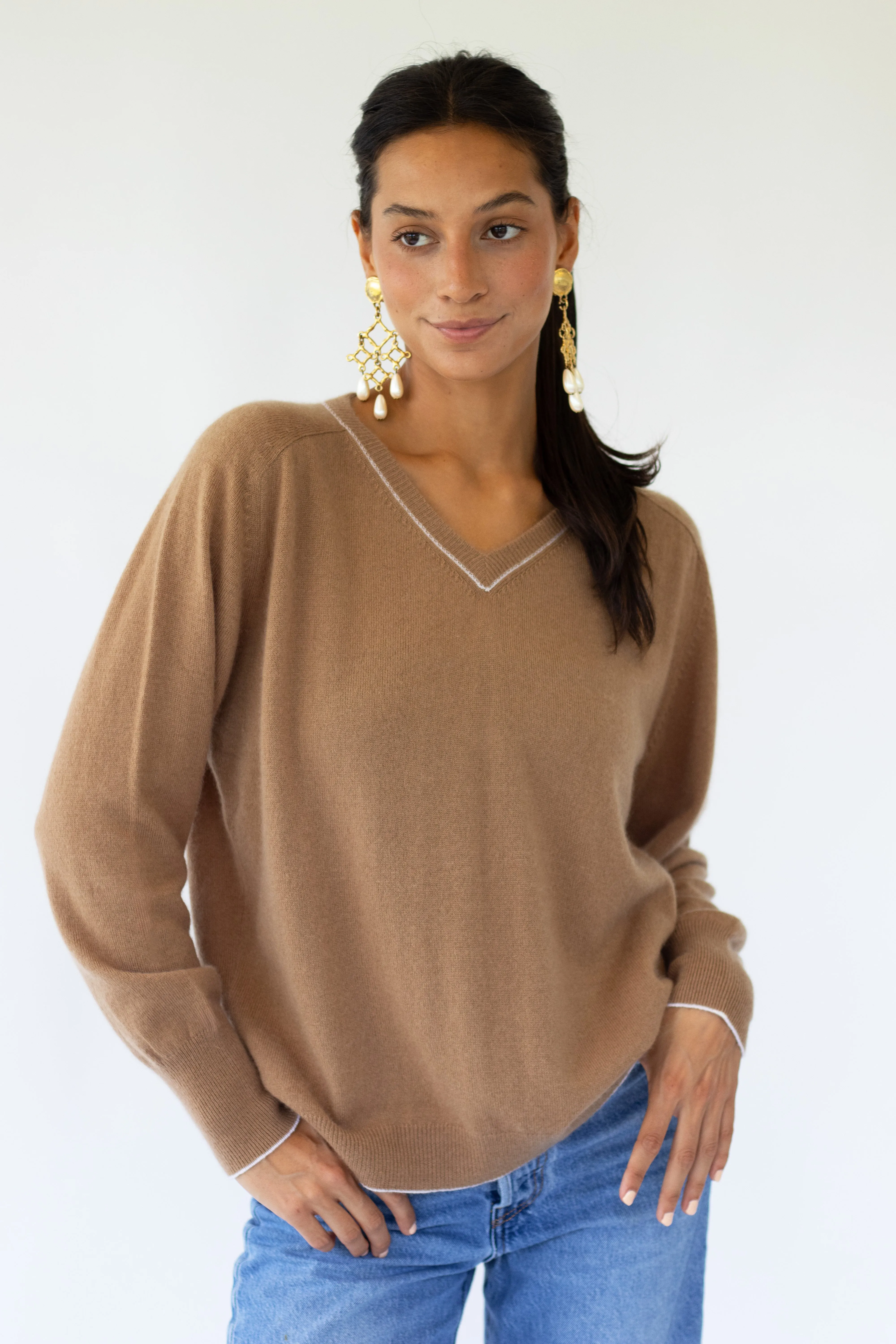 Carey Piped Cashmere Sweater sold by Modatrova product image thumbnail 2