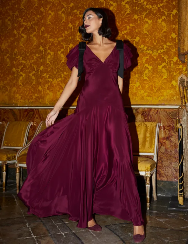 Amara Bow Gown Mulberry sold by Modatrova
