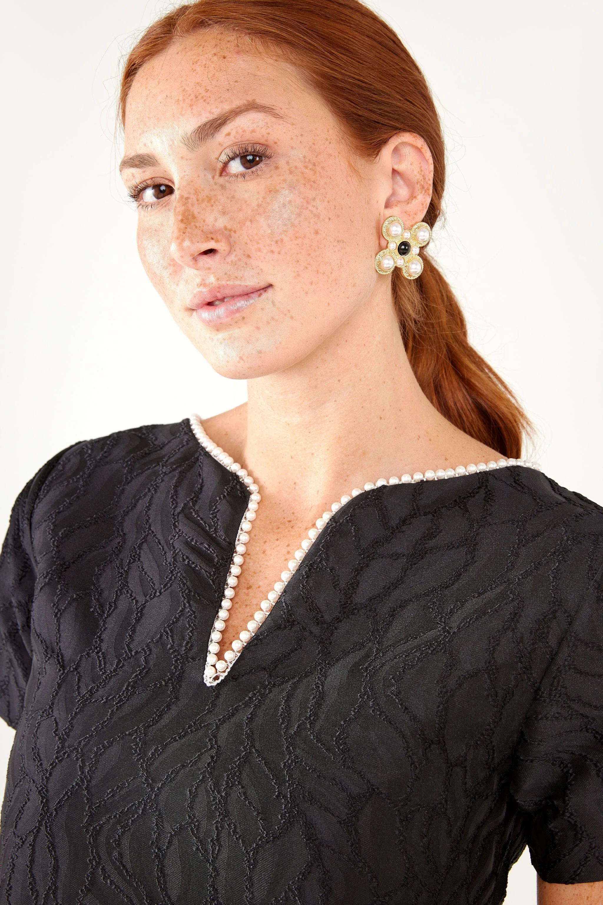 Lulu Dress Black Textured Satin Jacquard sold by Modatrova product image thumbnail 3