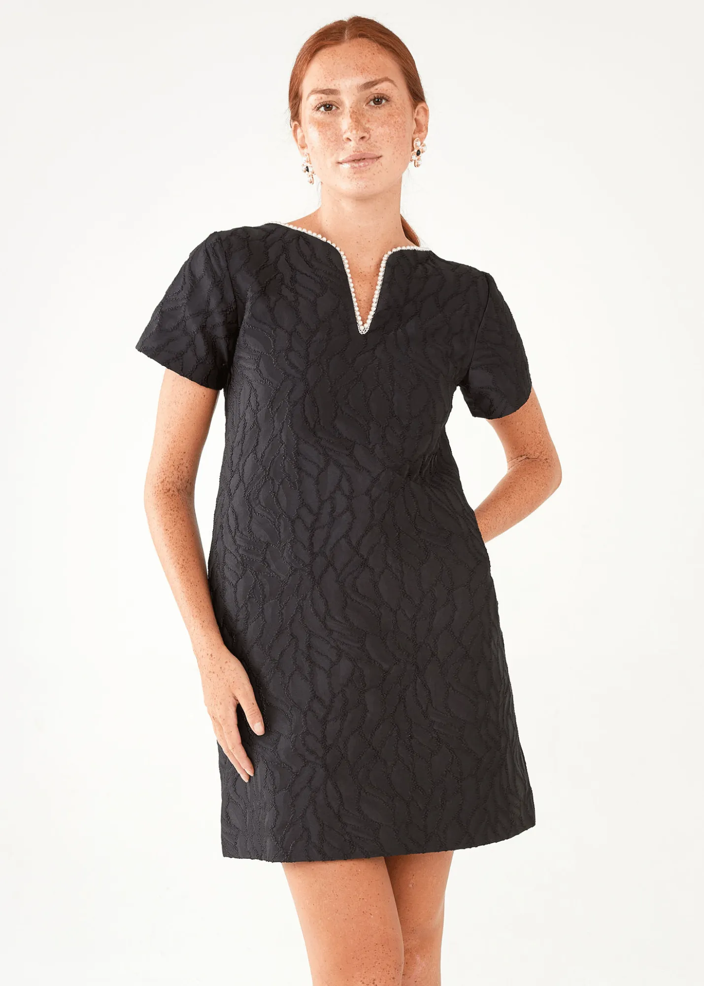 Lulu Dress Black Textured Satin Jacquard sold by Modatrova product image thumbnail 2