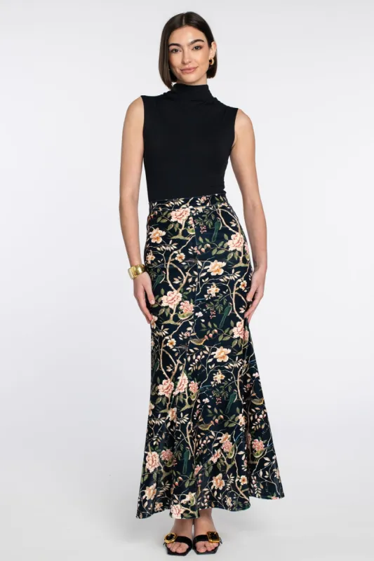 Serena Skirt in Chinoiserie Black sold by Modatrova