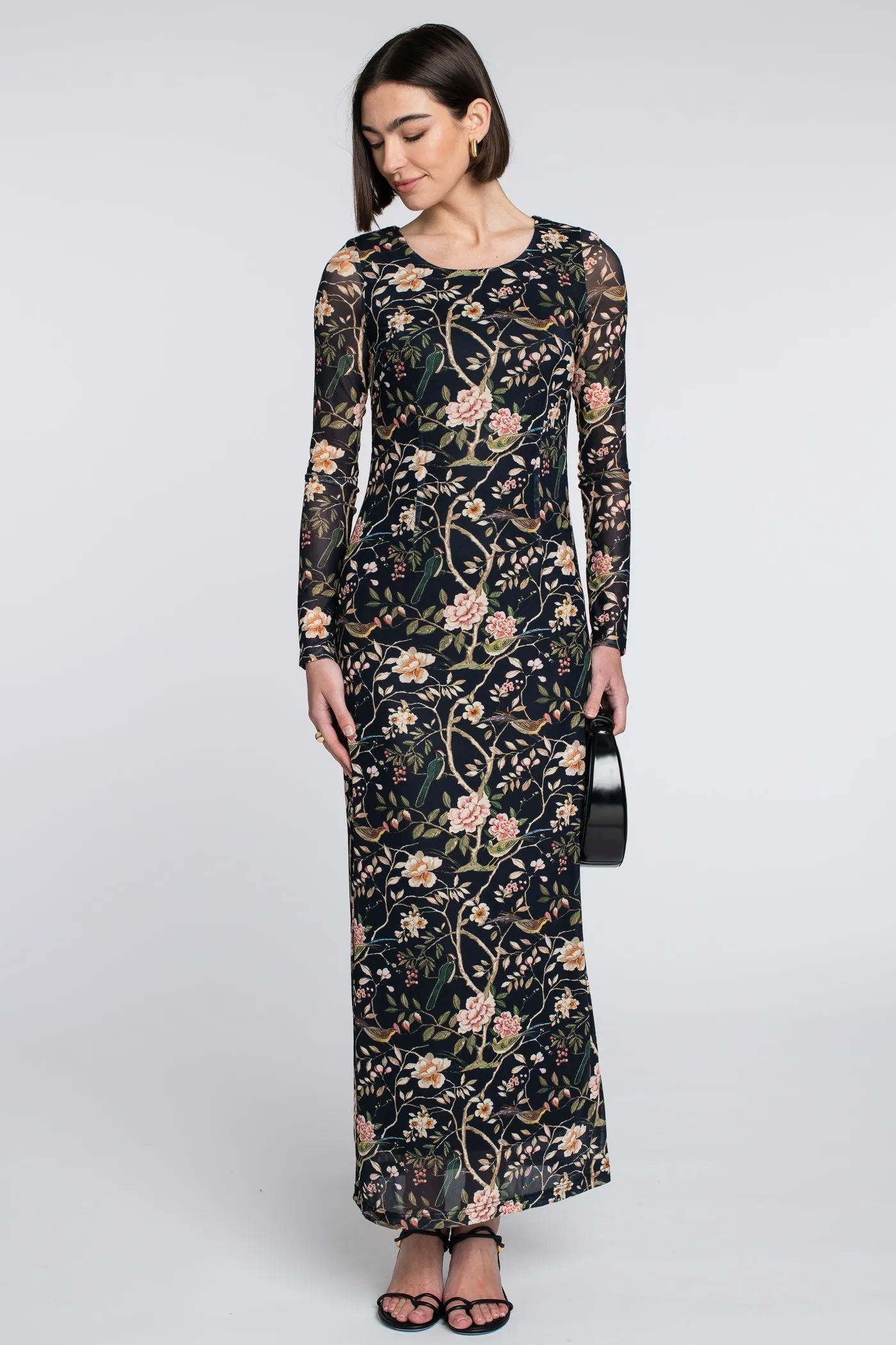 Mia Dress in Chinoiserie Black sold by Modatrova