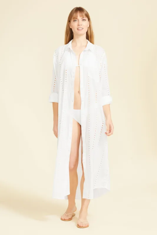 Positano Maxi Shirt Dress - White sold by Modatrova