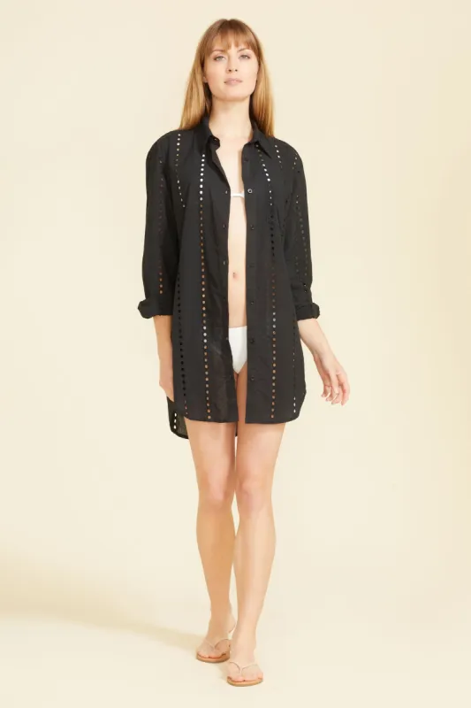 Positano Shirt Dress - Black sold by Modatrova