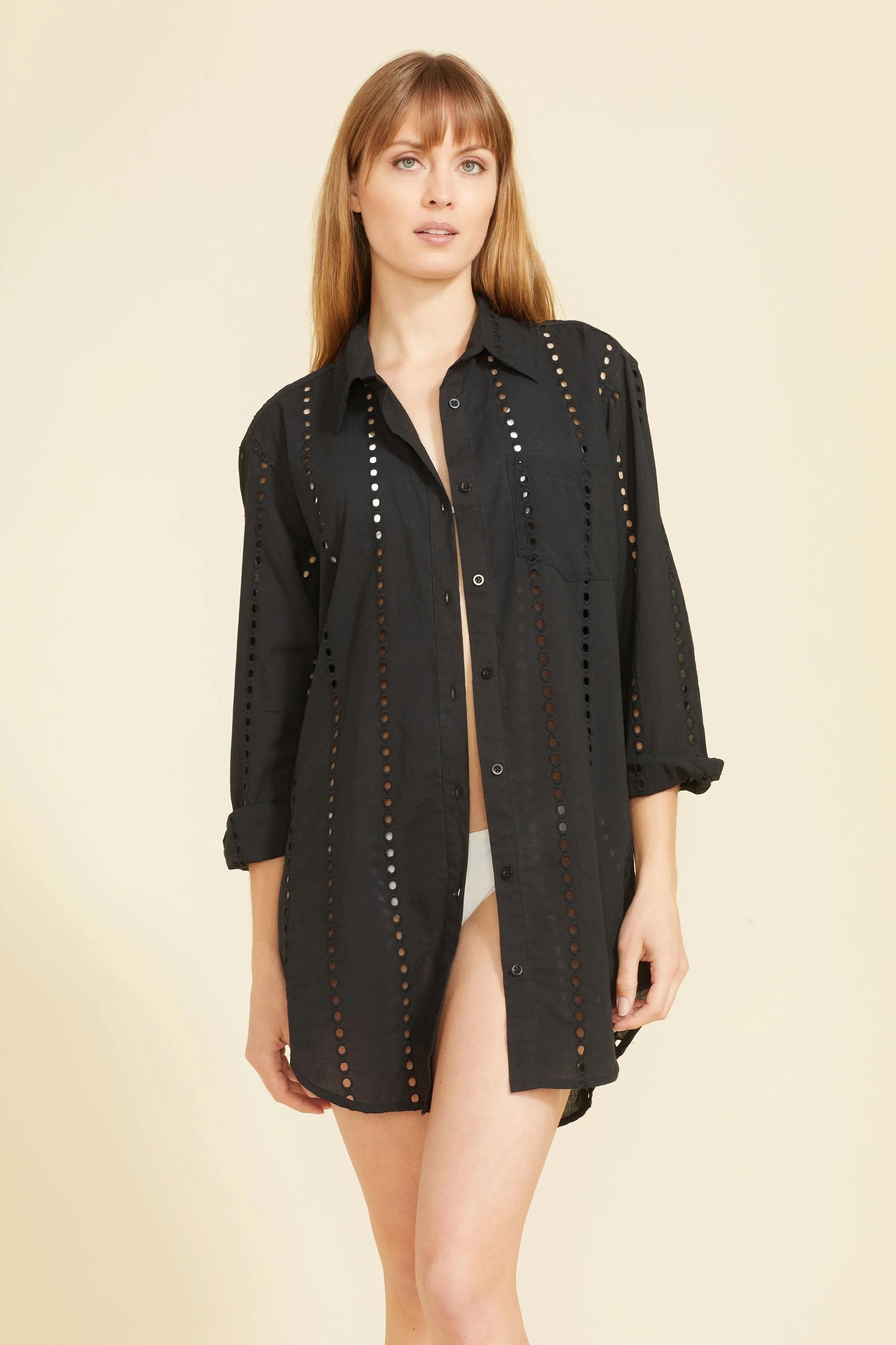 Positano Shirt Dress - Black sold by Modatrova product image thumbnail 2