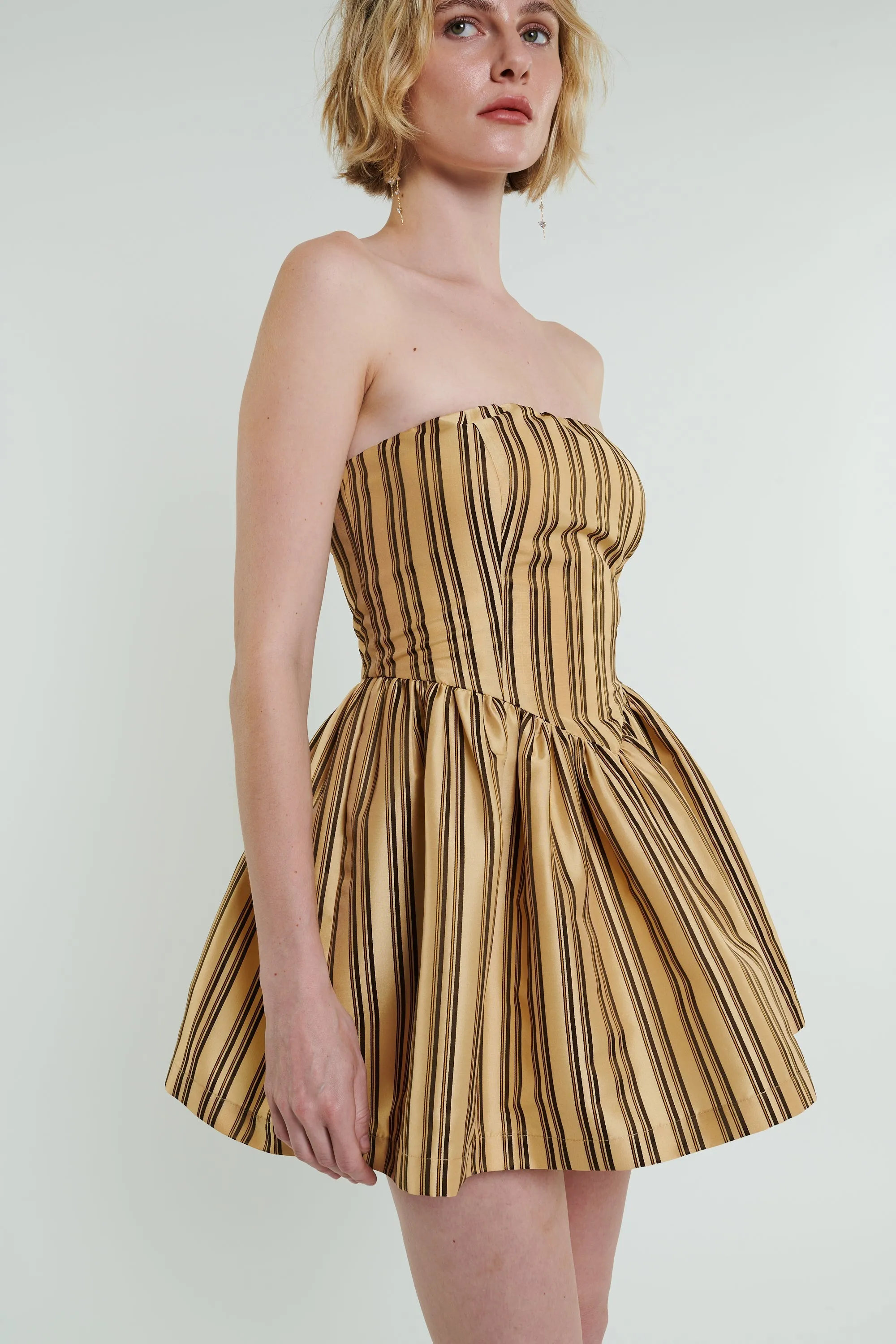 Roxanne Mini Dress in Cream Stripe sold by Modatrova product image thumbnail 5