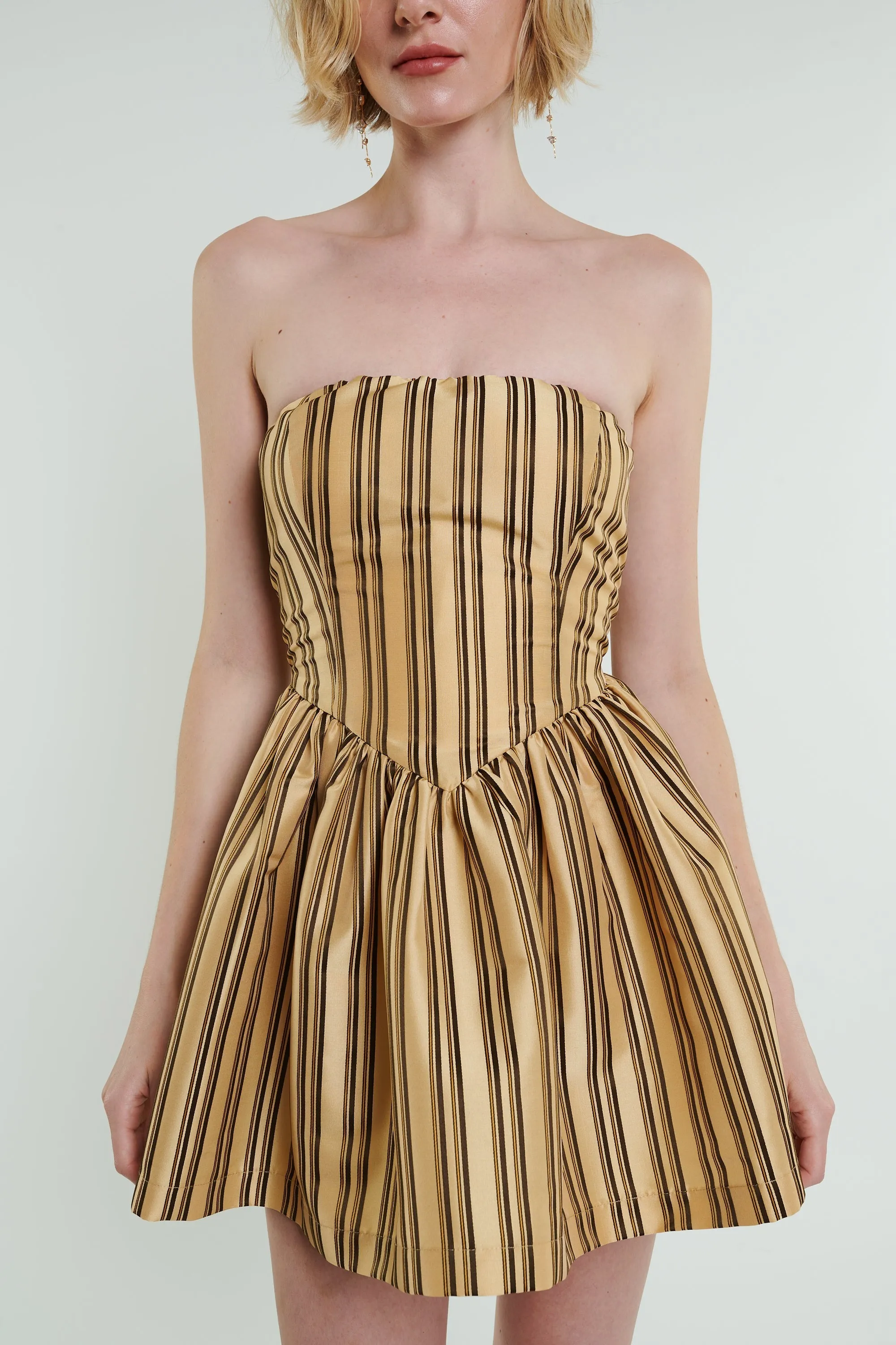 Roxanne Mini Dress in Cream Stripe sold by Modatrova product image thumbnail 3