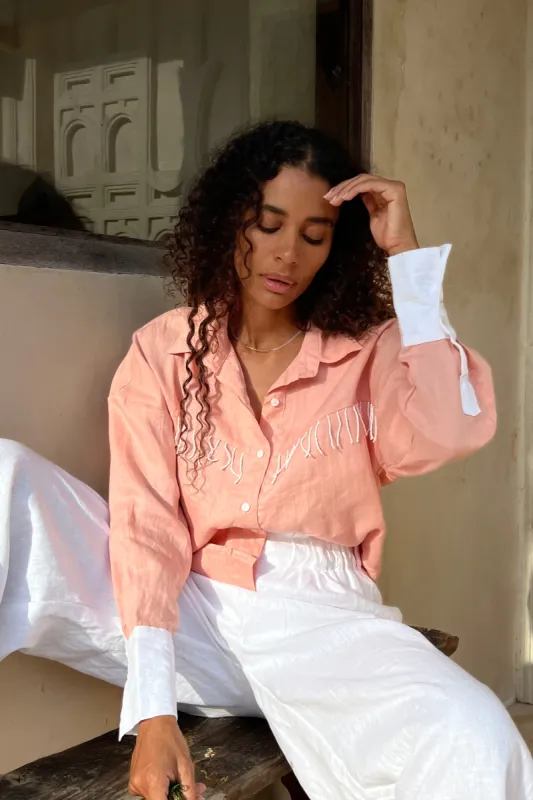 Peach Ulu | White Fringe sold by Modatrova