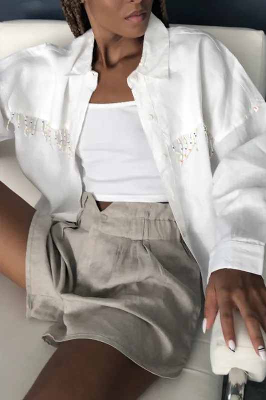 White Ulu | Multi Fringe sold by Modatrova