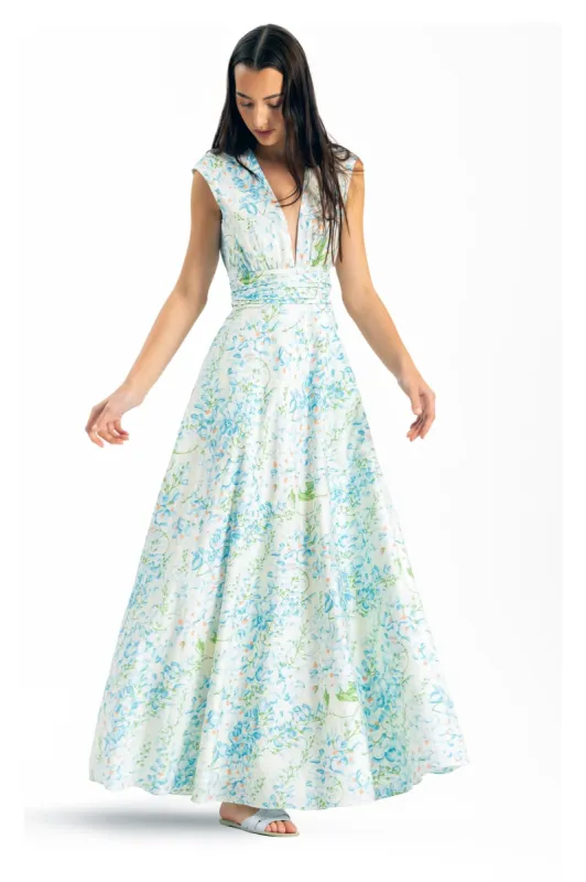 Fiamma Blue Wisteria Floral Dress sold by Modatrova