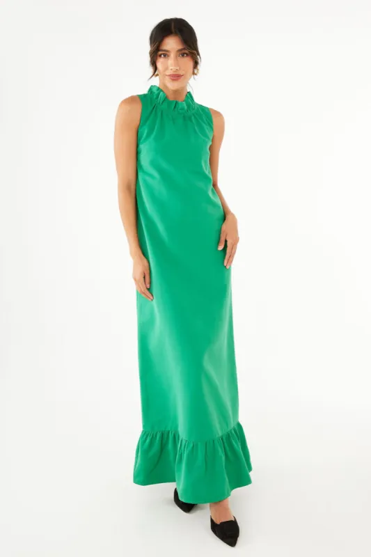 Camille Gown Kelly Green Faille sold by Modatrova