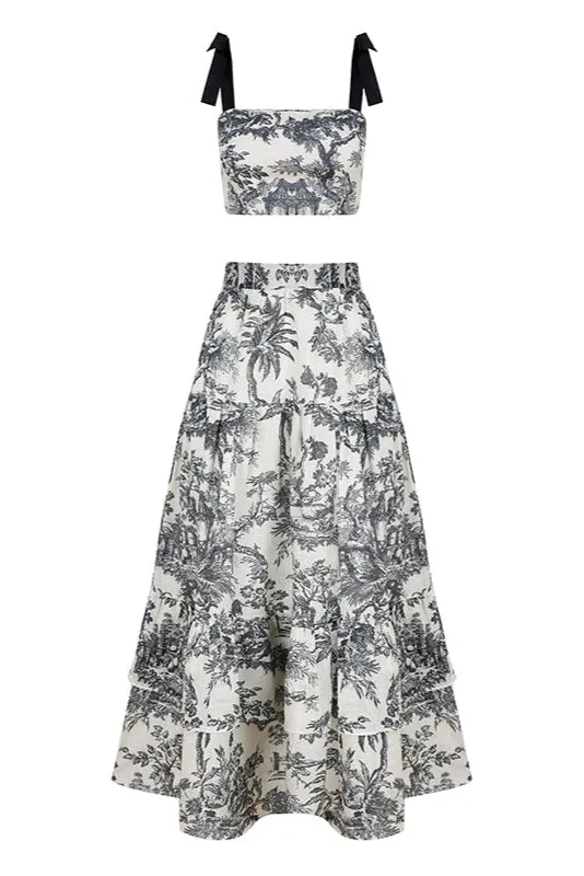 Mia Set in Black Toile de Jouy sold by Modatrova