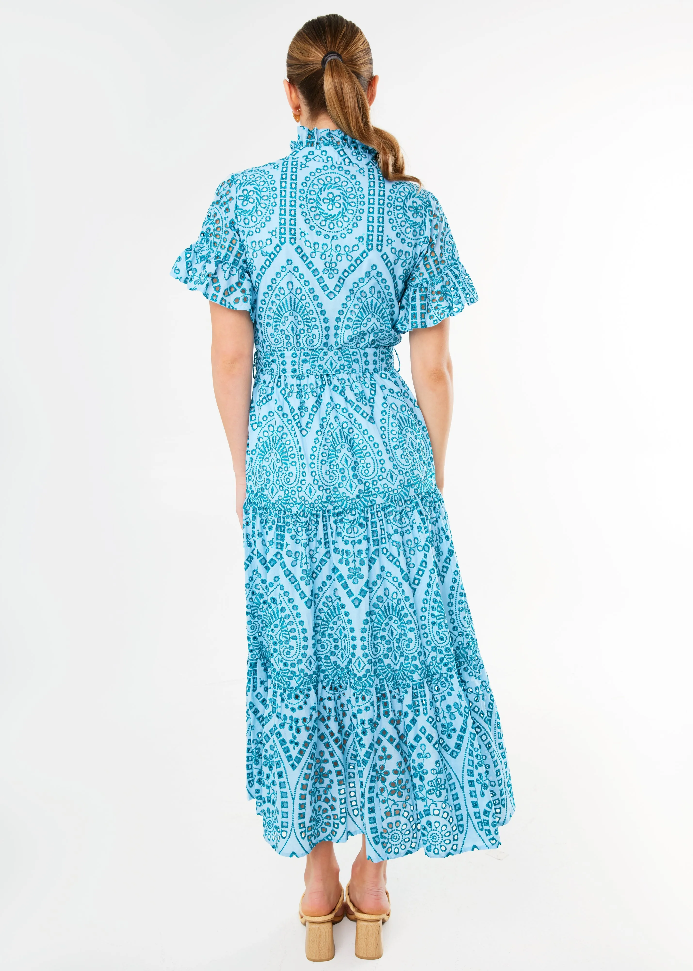 Sadie Maxi Dress Sky Blue Square Eyelet sold by Modatrova product image thumbnail 5