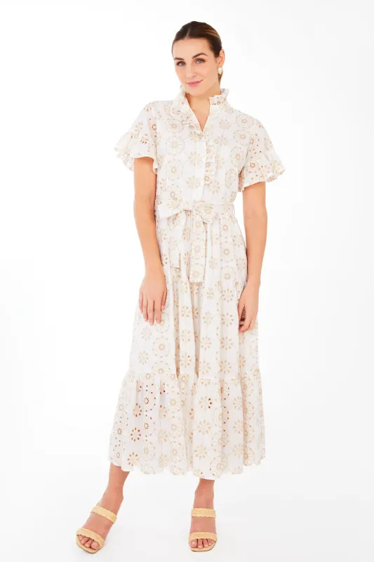 Sadie Maxi Dress White Medallion Eyelet sold by Modatrova