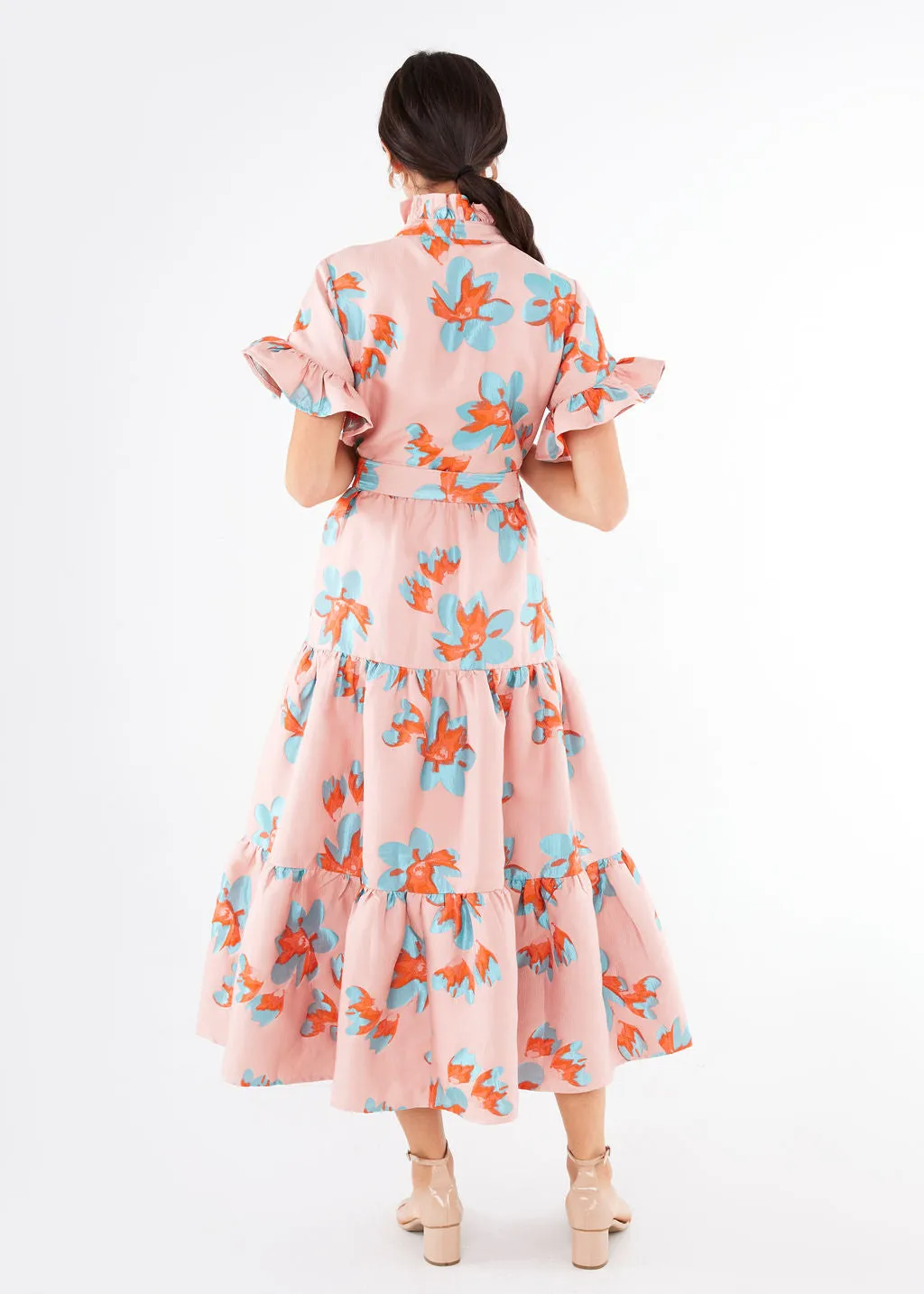 Sadie Maxi Dress Pink Plumeria Jacquard sold by Modatrova product image thumbnail 4