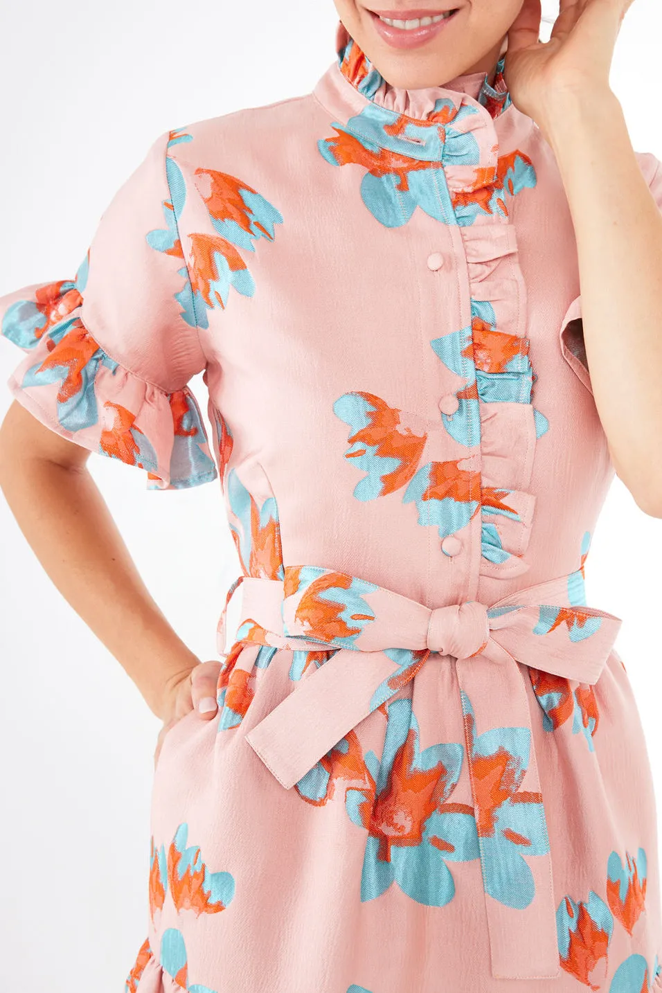 Sadie Maxi Dress Pink Plumeria Jacquard sold by Modatrova product image thumbnail 2