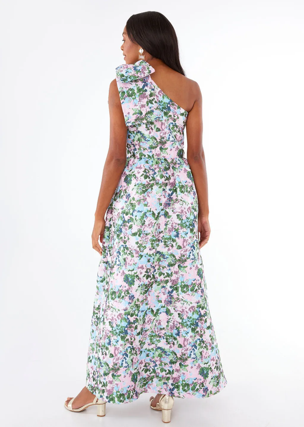 Caroline Gown Pink Abstract Floral Jacquard sold by Modatrova product image thumbnail 5