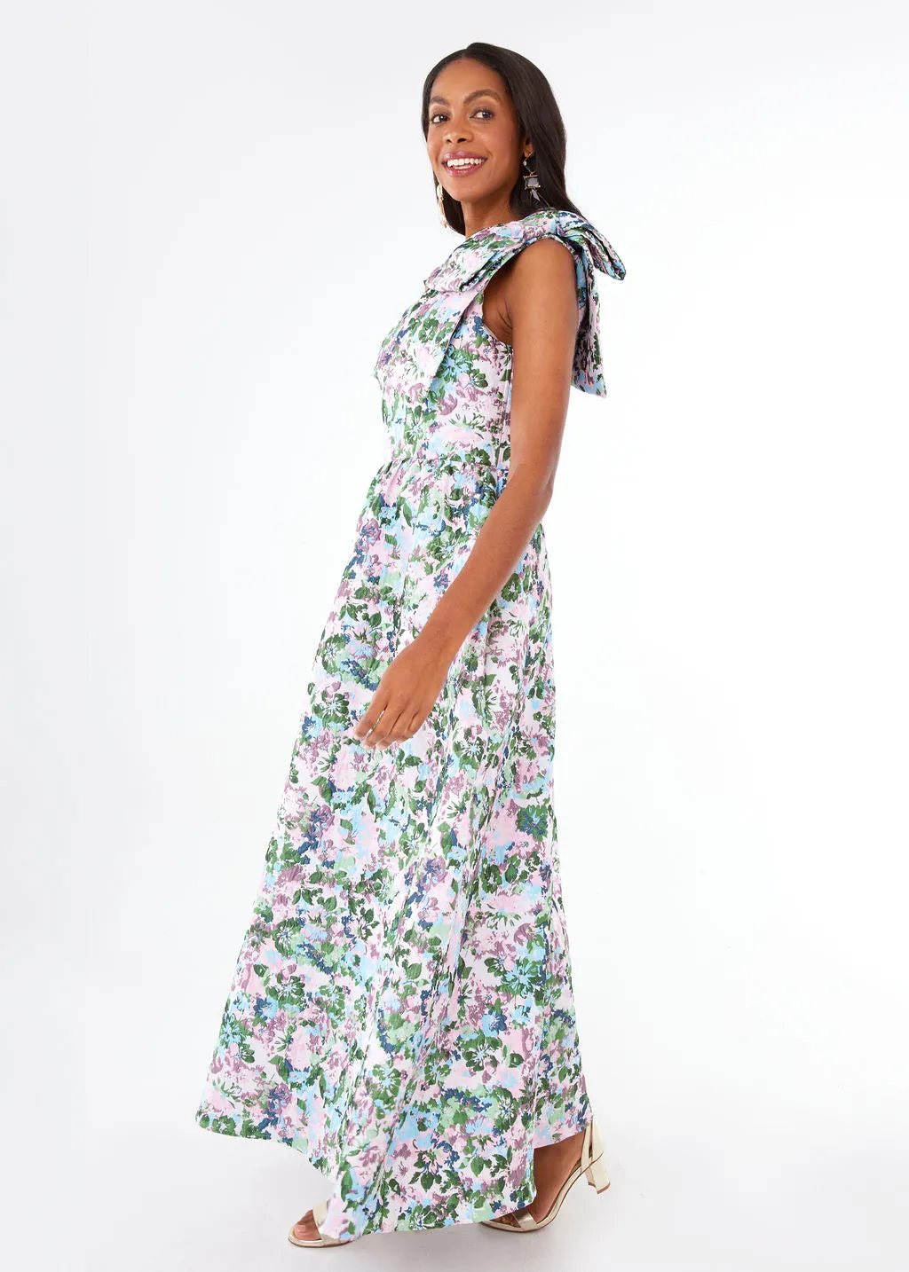 Caroline Gown Pink Abstract Floral Jacquard sold by Modatrova product image thumbnail 4