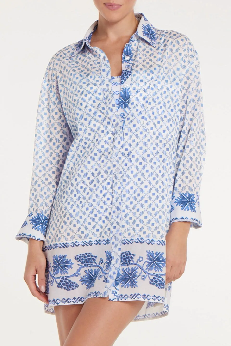 Marie Shirt Dress in Santorini Dots sold by Modatrova