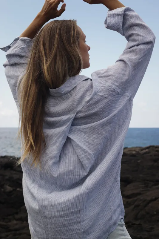 Lido Shirt Dress - Light Blue Stripes sold by Modatrova