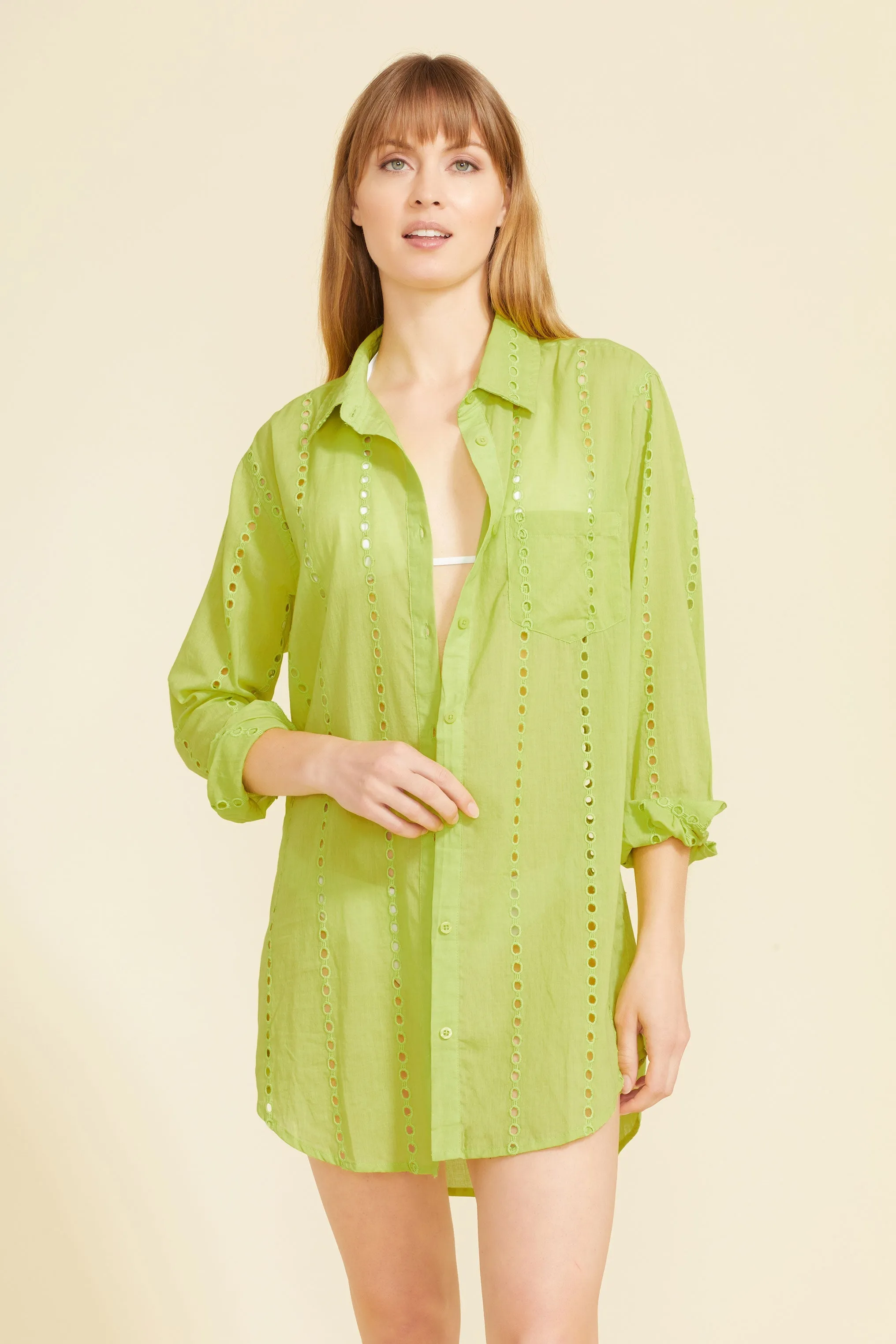 Positano Shirt Dress - Chartreuse sold by Modatrova product image thumbnail 3