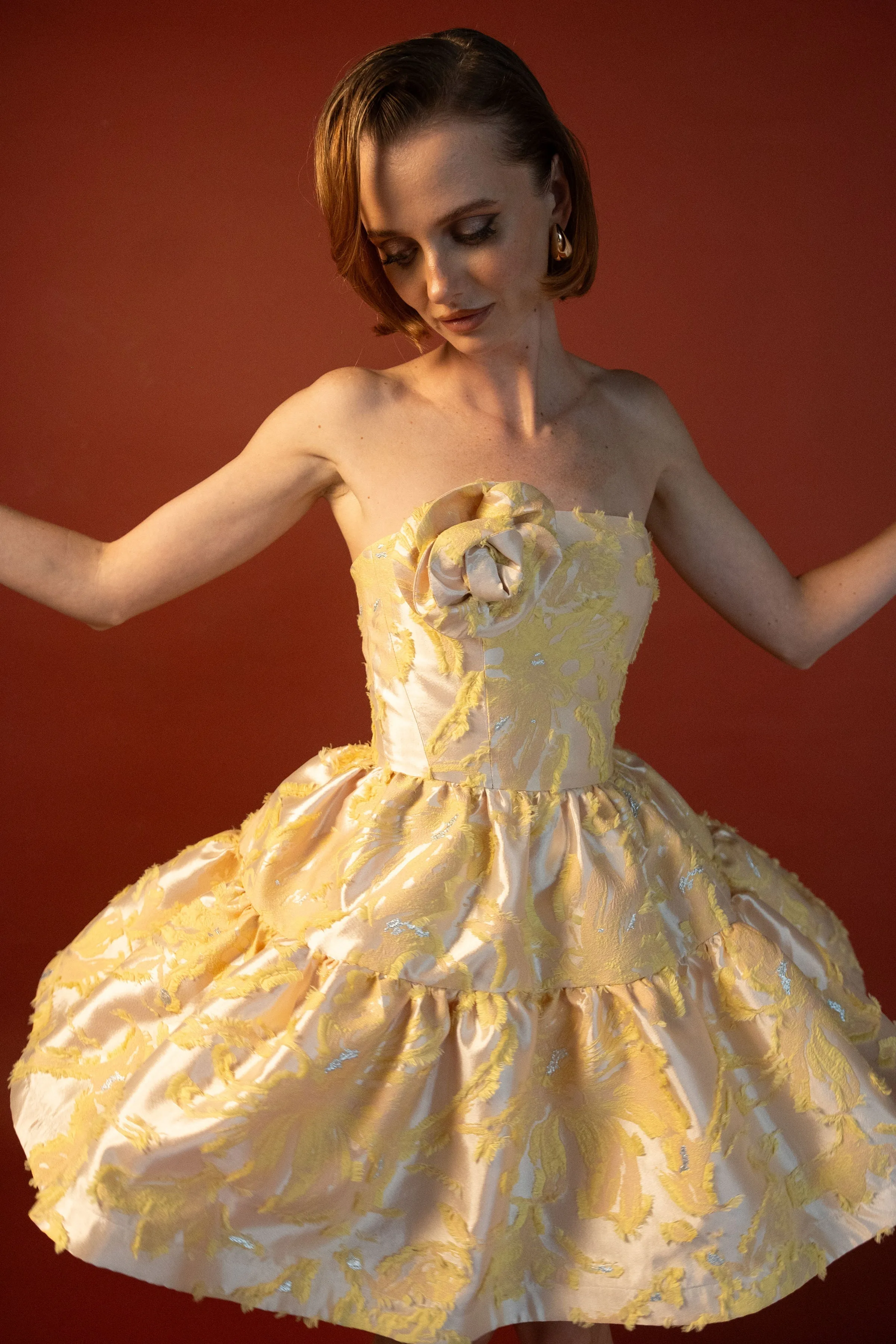 Peach Bloom Mini Dress sold by Modatrova product image thumbnail 4