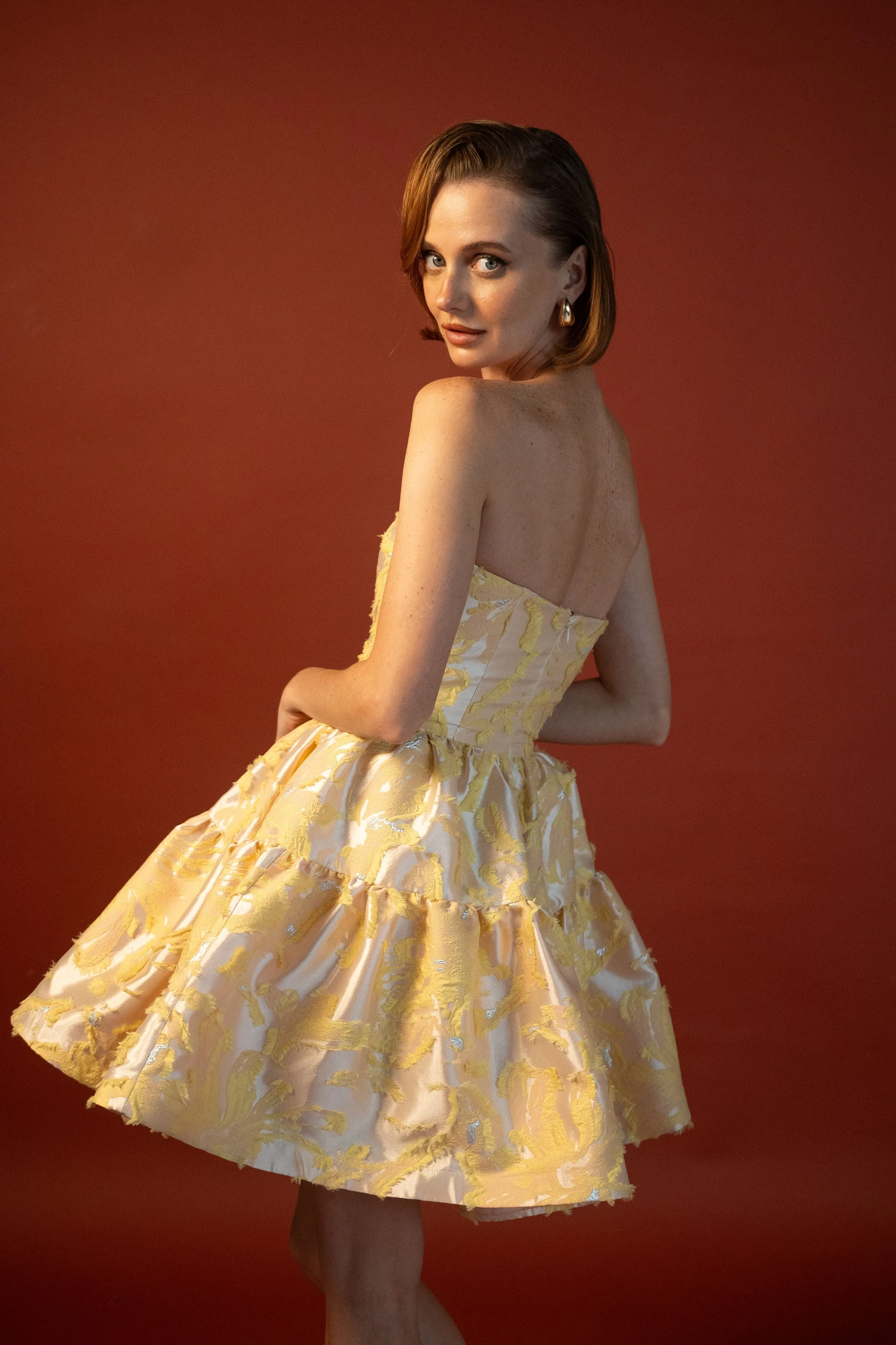 Peach Bloom Mini Dress sold by Modatrova product image thumbnail 5