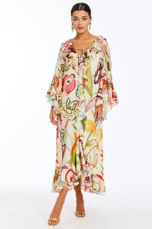 Bimini Ruffle Caftan Midi Dress sold by Modatrova