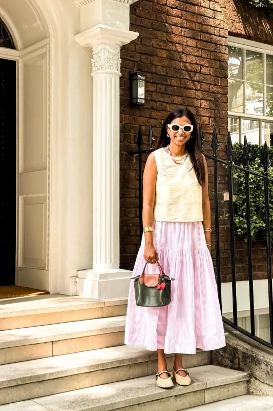 Greta Skirt - Light Mauve Stripes sold by Modatrova