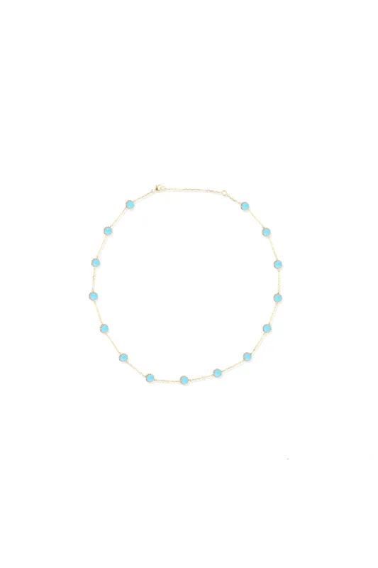 Found Cabochon Station Necklace - Turquoise & Pink Sapphire sold by Modatrova