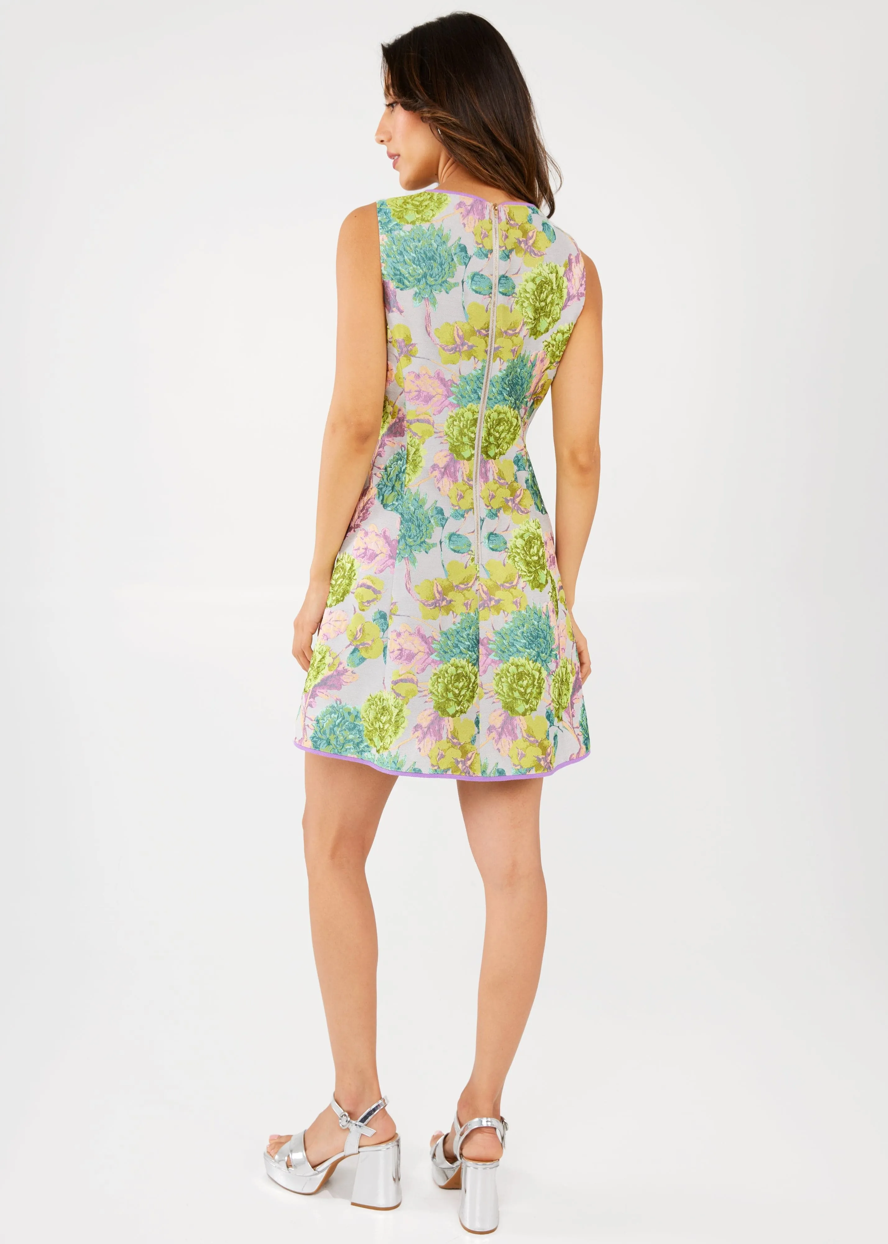 Avery Dress Chartreuse Vintage Dahlia Jacquard sold by Modatrova product image thumbnail 4