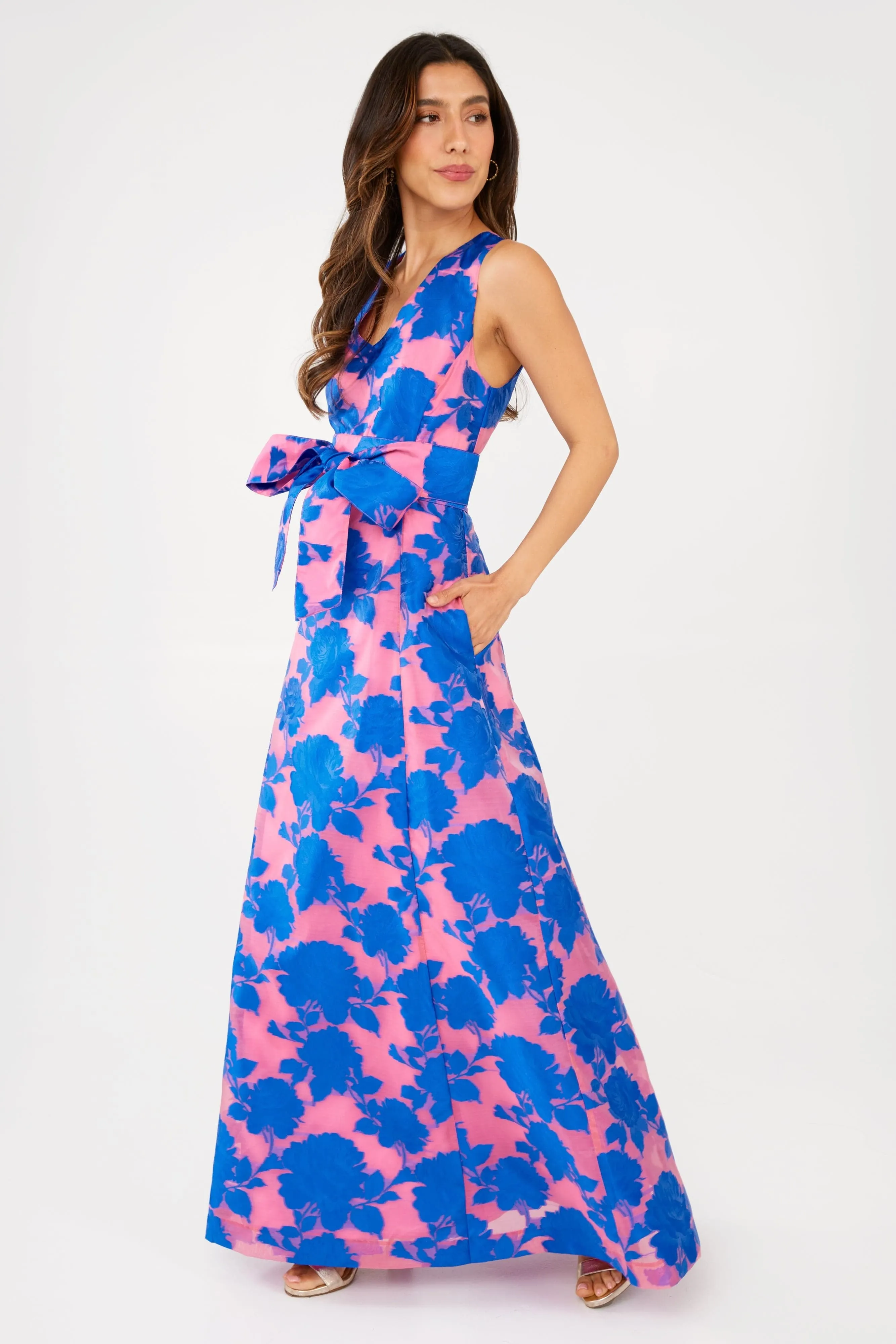 Arden Gown Pink and Blue Tea Rose Organza sold by Modatrova product image thumbnail 2