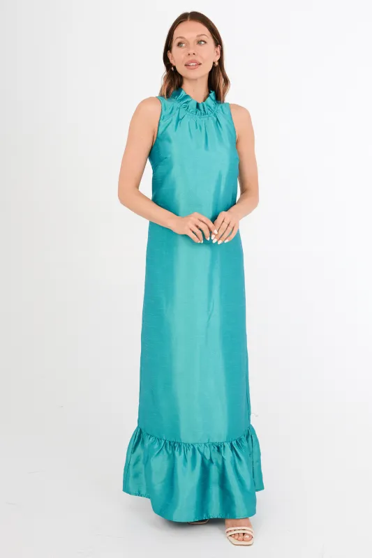 Camille Gown Teal Dupioni sold by Modatrova