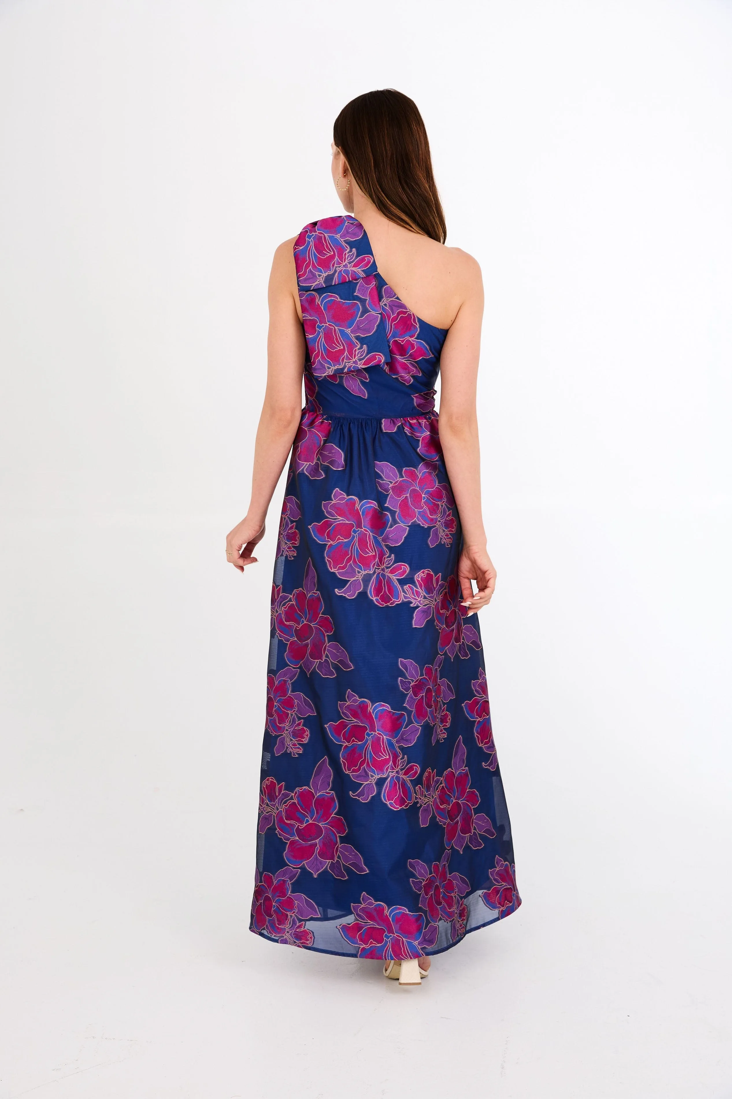 Caroline Gown Fuchsia Navy Peony Organza sold by Modatrova product image thumbnail 5