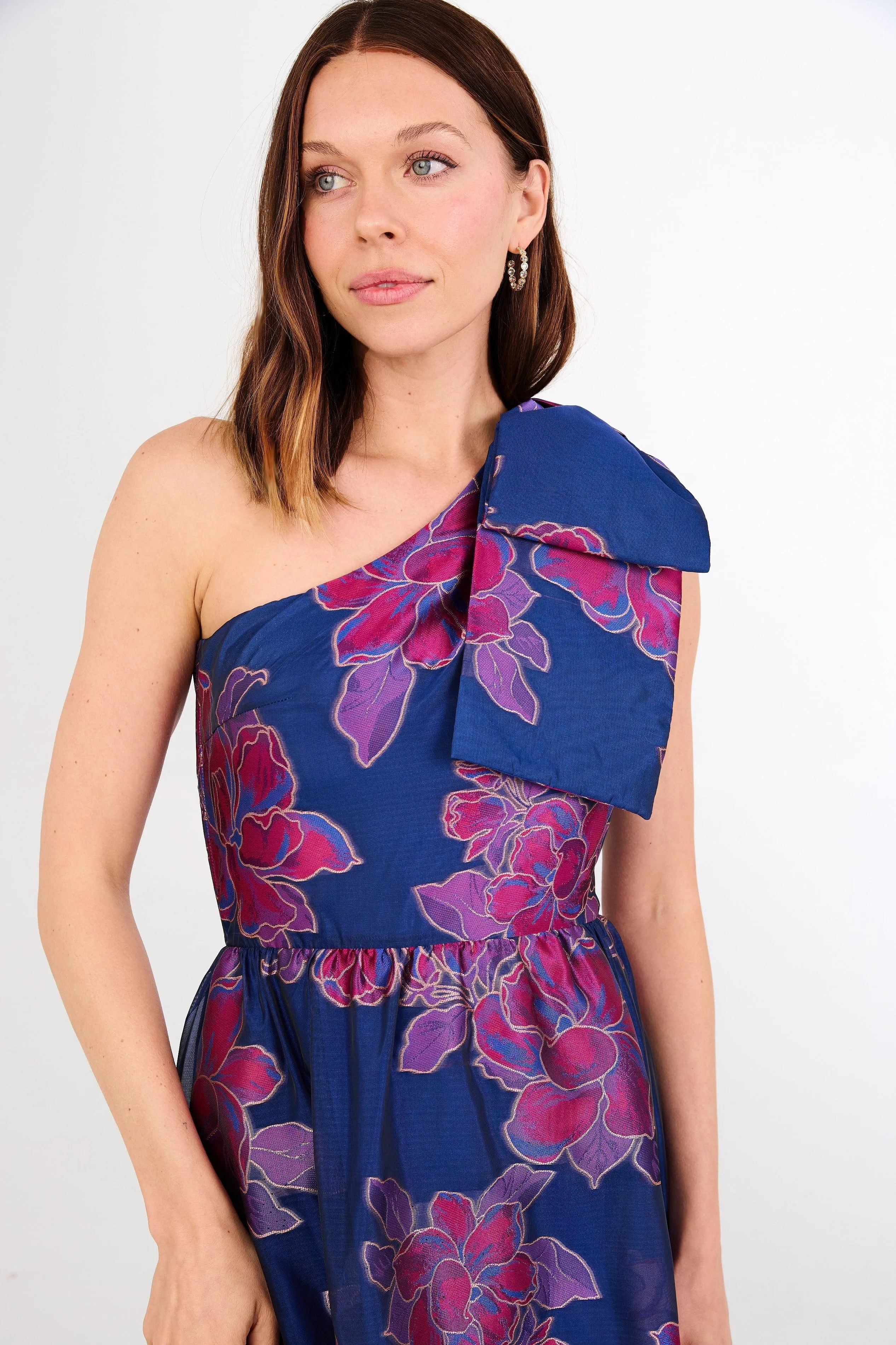 Caroline Gown Fuchsia Navy Peony Organza sold by Modatrova product image thumbnail 2